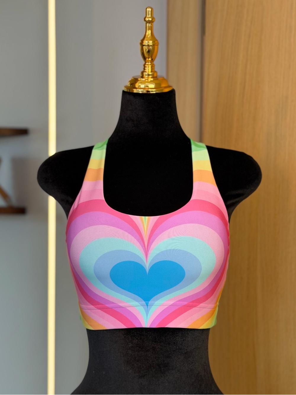Terez Rainbow Heart Y2K Active Crop Top | Retro Pop Muse